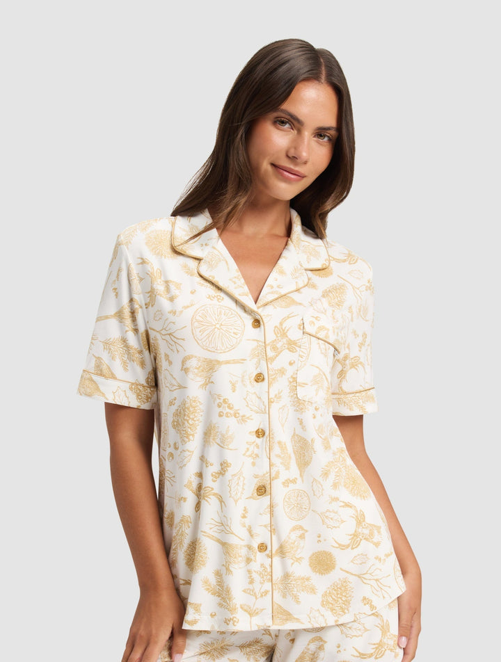 Women's Bamboo Stretch-Knit Short Sleeve Pajama Set