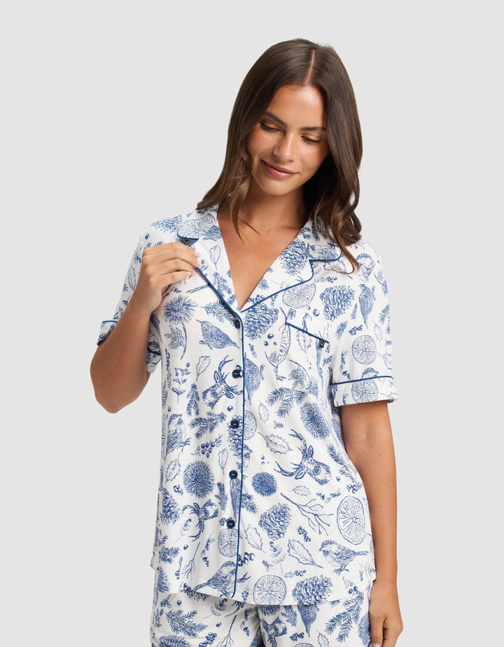 Women's Bamboo Stretch-Knit Short Sleeve & Pant Pajama Set