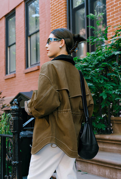 Bryce Cotton Barn Jacket - Olive Brown