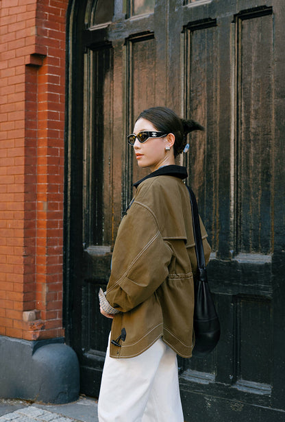 Bryce Cotton Barn Jacket - Olive Brown