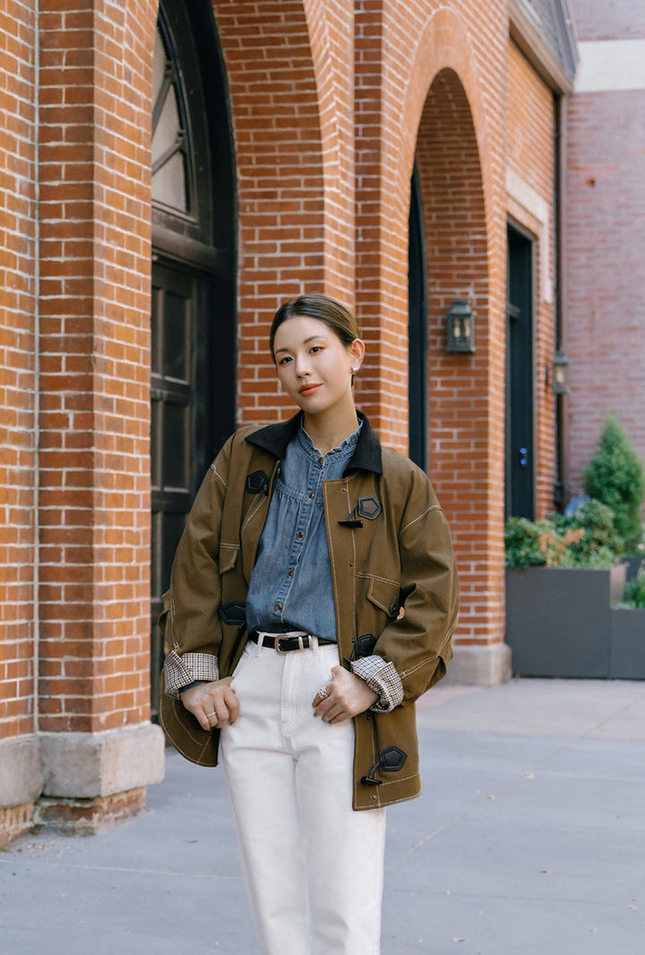 Bryce Cotton Barn Jacket - Olive Brown