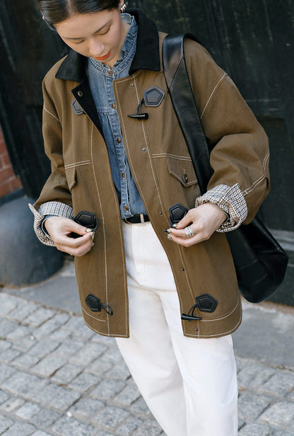Bryce Cotton Barn Jacket - Olive Brown