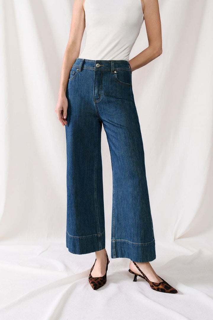 Esme High-Rise Wide-Leg Cropped Jeans - Vintage Indigo