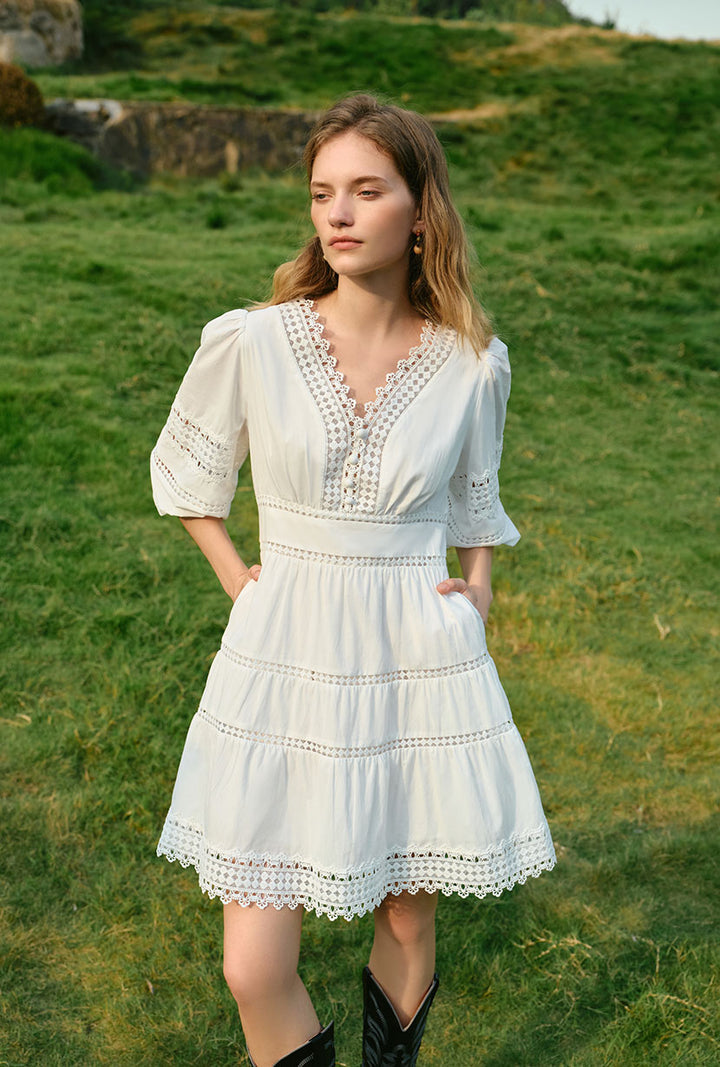 Calista Cotton Dress - White