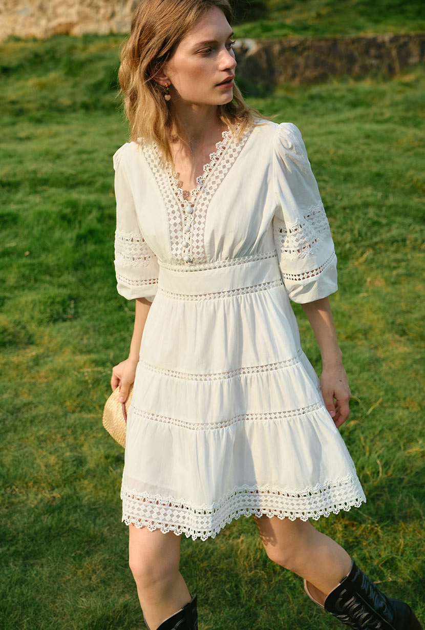 Calista Cotton Dress - White