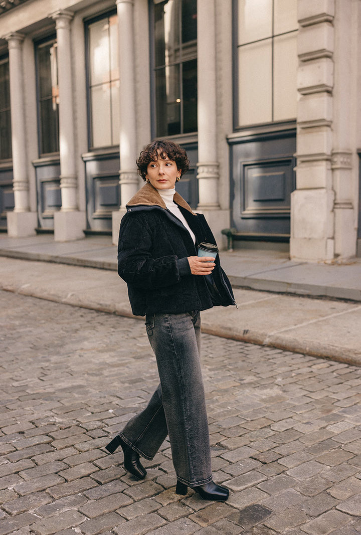 Cayden Mid Rise Straight Leg Jeans - Charcoal