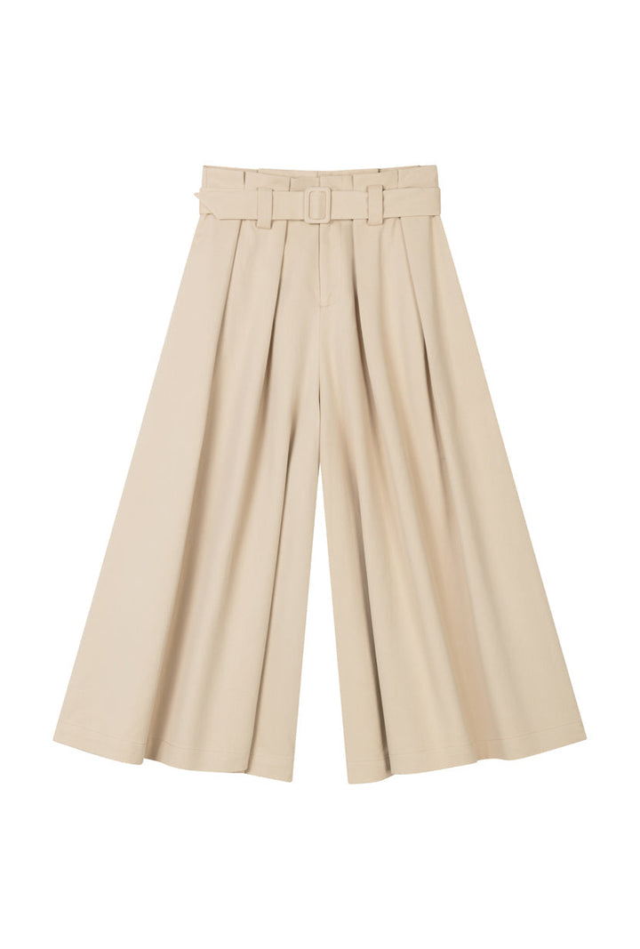 Darby Wide-Leg Cotton Pants - Khaki