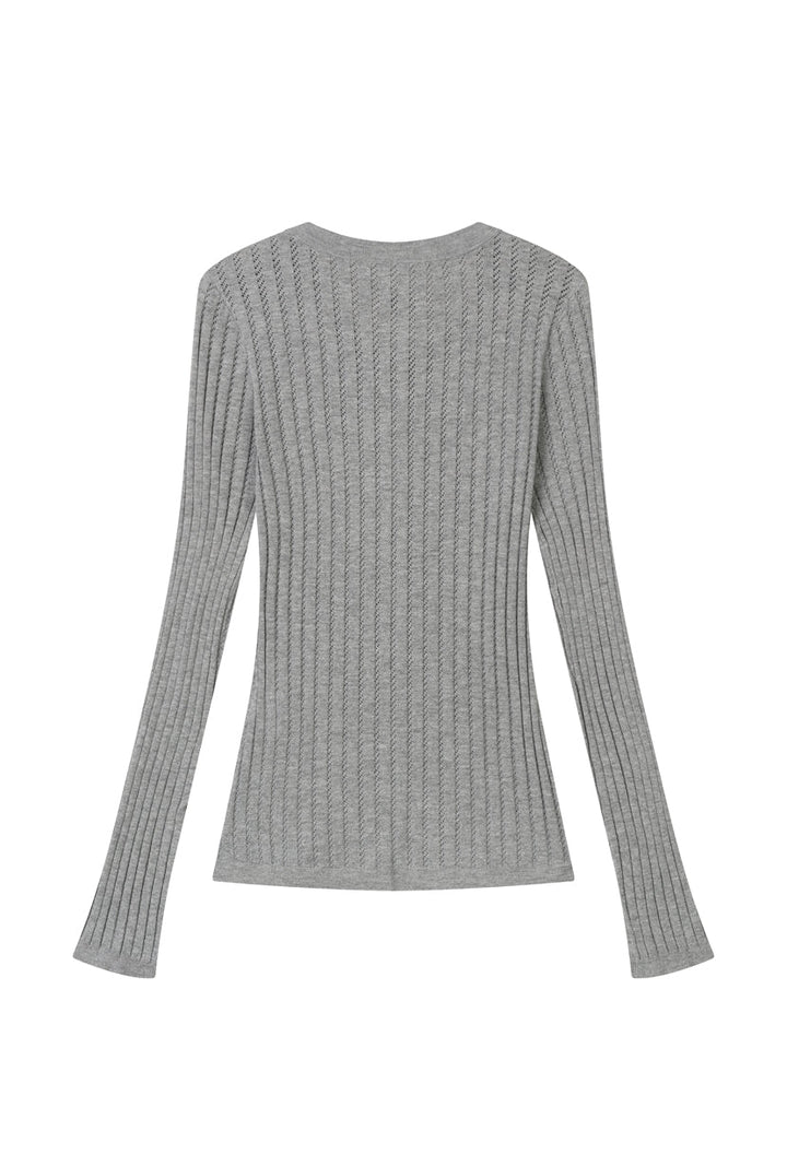 Delsie Cotton Knit Top - Grey