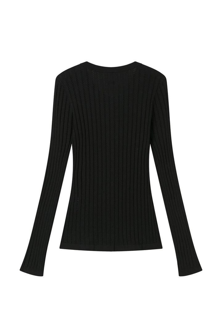 Delsie Cotton Knit Top - Black