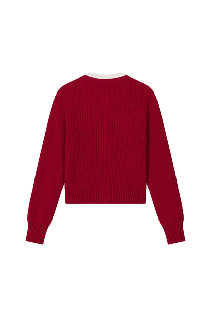 Carmina Wool Cardigan - Red
