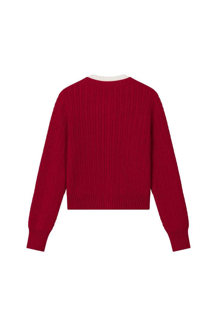 Carmina Wool Cardigan - Red