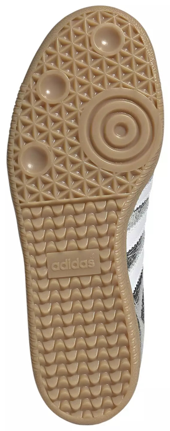 AD Samba OG Women's Silver Metallic Cracked Leather Sneakers